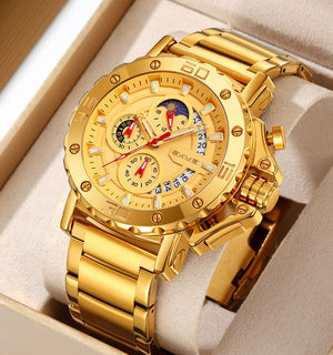 SKMEI - 9344 - Multifunctional Calendar Chronograph Sports Quartz Watch - gold/gold image 0