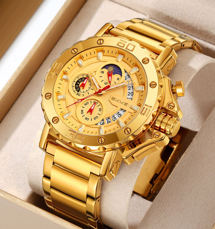 SKMEI - 9344 - Multifunctional Calendar Chronograph Sports Quartz Watch - gold/gold image 0