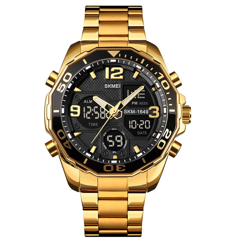 Skmei - 1649 - Rotatable Ring Quartz MultiFunctional Watch - Gold image 1