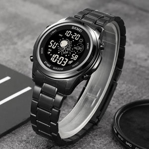 Skmei - 2019 - Advanced Digital Features Dual Time Watch - black-black image 5