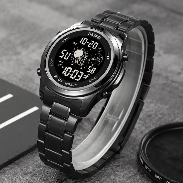 Skmei - 2019 - Advanced Digital Features Dual Time Watch - black-black image 5