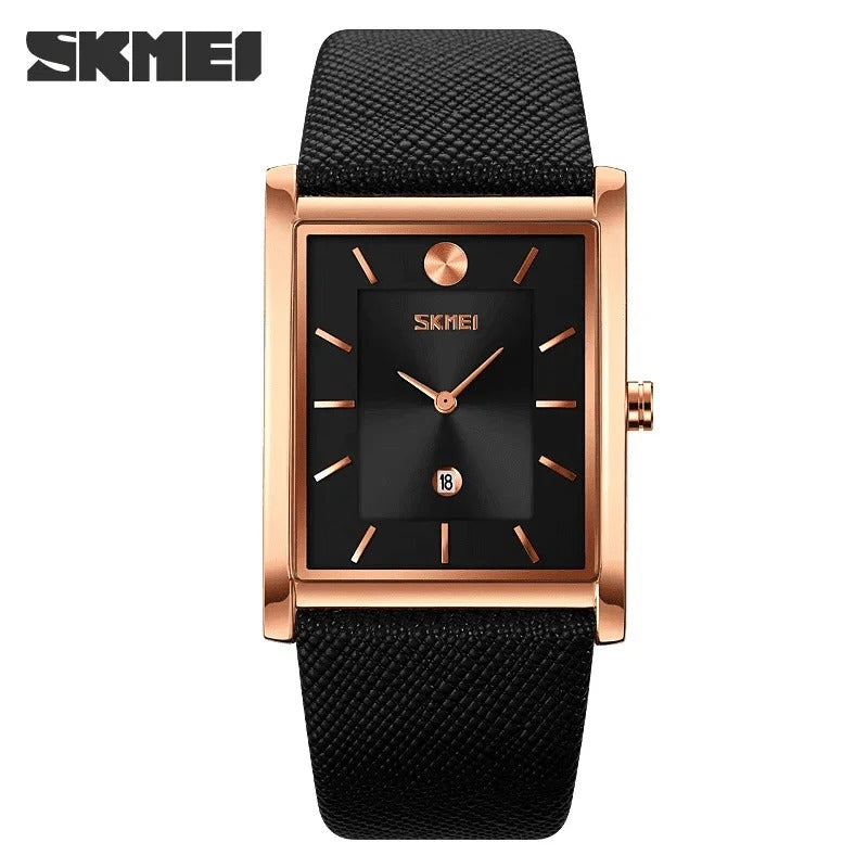 Skmei - 9256 - Genuine Leather Strap Japan Quartz - rose gold/black image 1