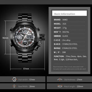 SKMEI - 1515 - Professional Double Display Quartz Watch - black image 4
