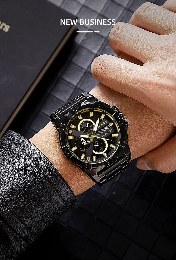 SKMEI - 2399 - Analog Multifunction Watch for Men with Stopwatch - black/gold image 2