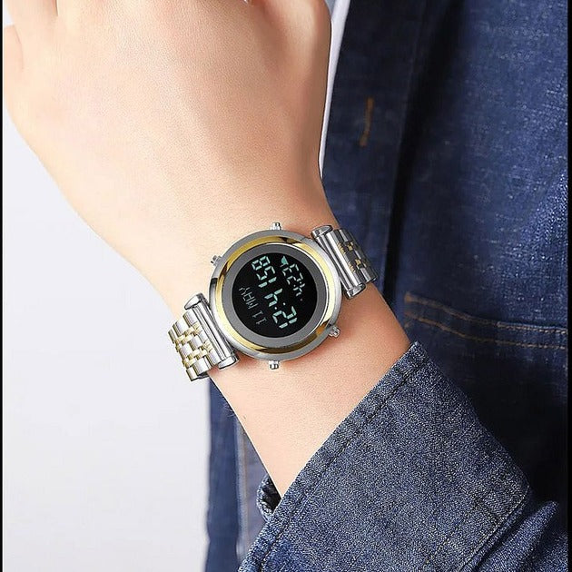 SKMEI - 2139 - Qibla Azan Time Reminder Prayer Watch - silver/gold-black image 3