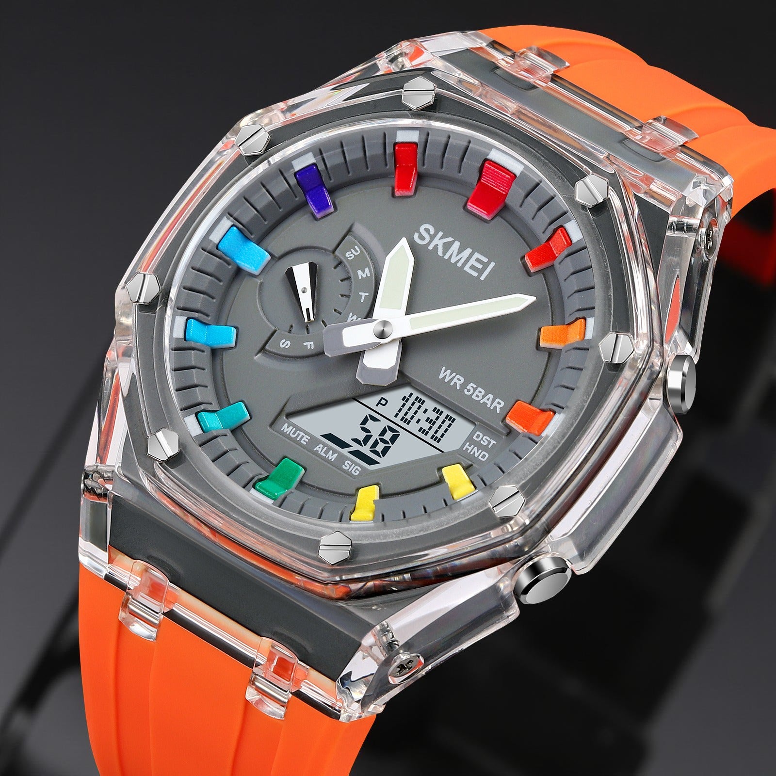 Skmei - 2100 - World Time 50m Waterproof - Orange image 1