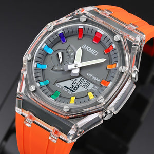 Skmei - 2100 - World Time 50m Waterproof - Orange image 1