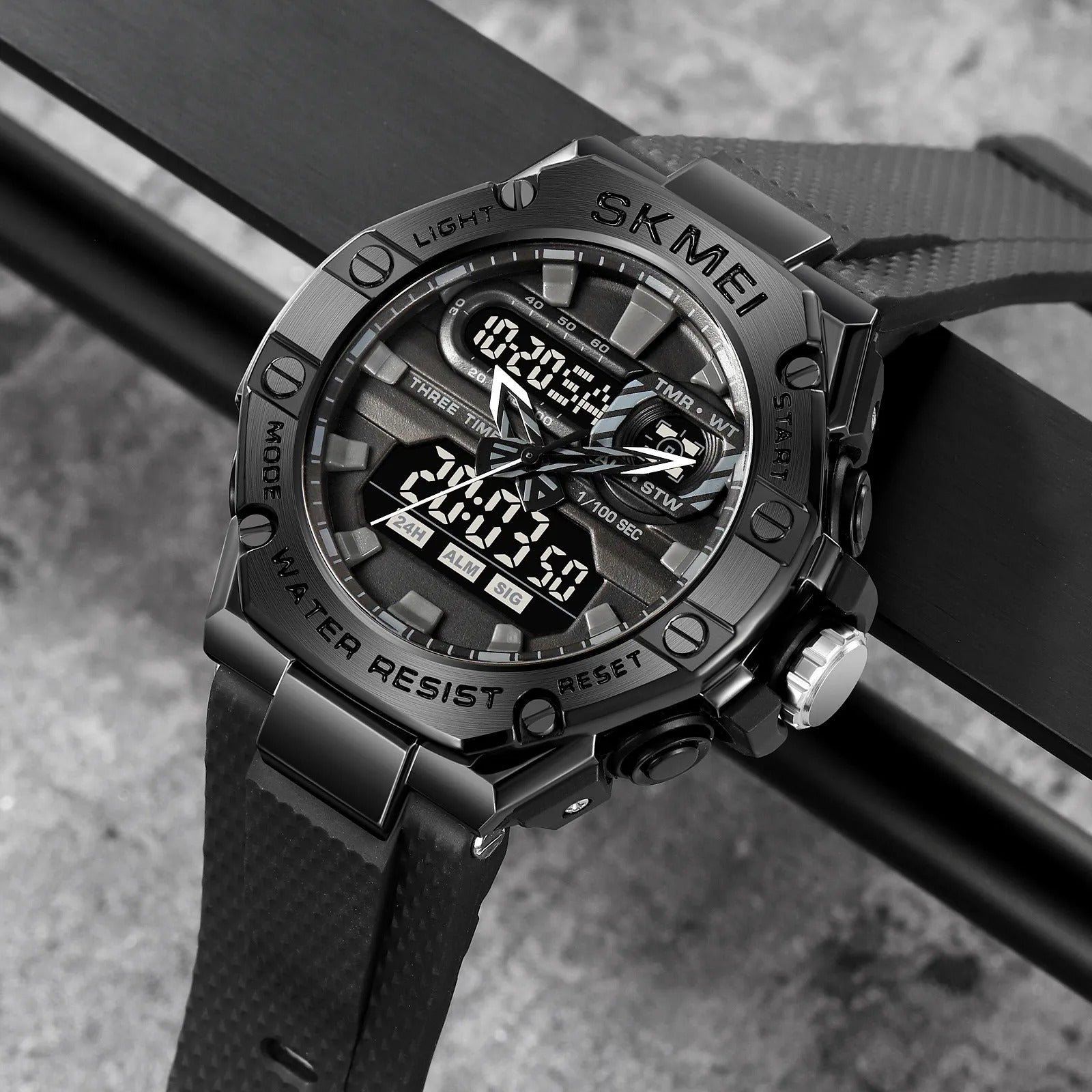 Skmei - 2221 - Tactical Force Dual Display Watch - Black image 1