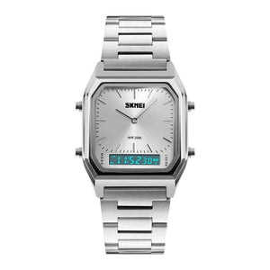 SKMEI 1220 Analog Digital Stainless Steel Watch - Silver