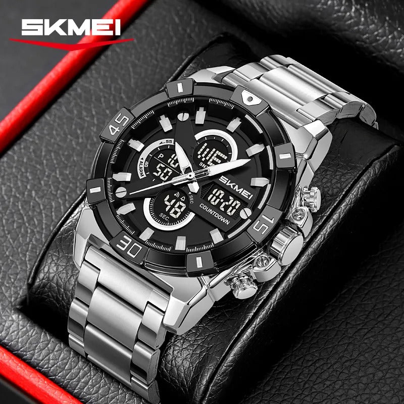 SKMEI 2593 Heavy Duty Digital Chronograph Sports Watch - silver image 1