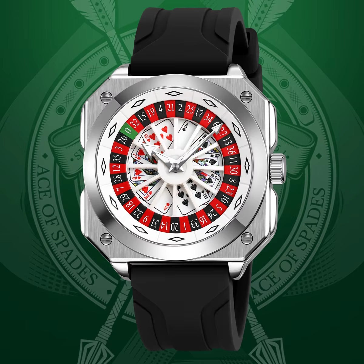 SKMEI - 9379 - Rotating Poker Dial Silicone Wrist Watch - silver/black image 2