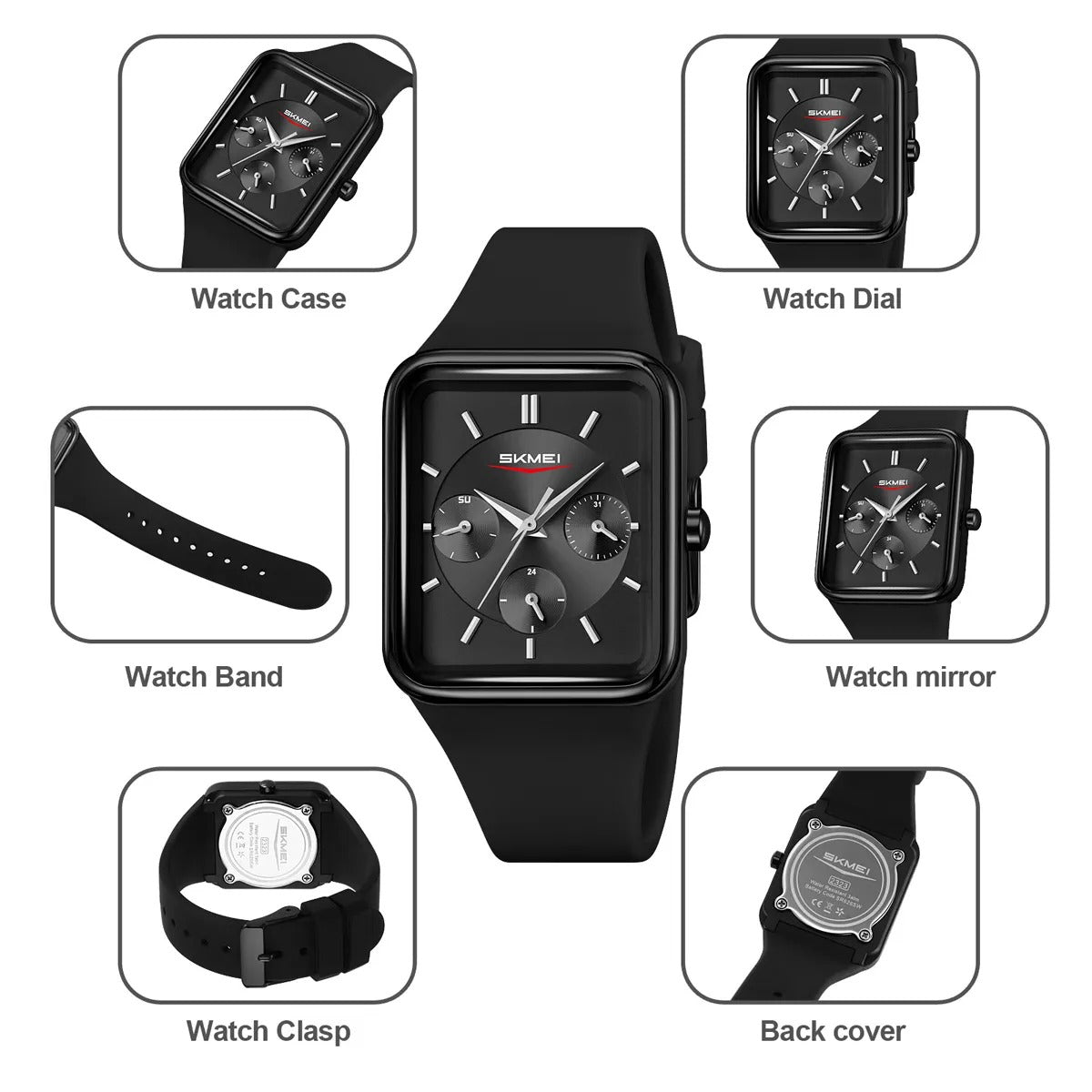 Skmei – 2323 – Women Elegant Silicon Strap Watch – Black image 3
