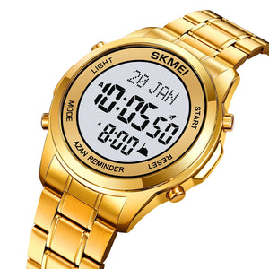 SKMEI - 2097 - Qibla Azan Time Reminder Prayer Watch - gold/white image 0