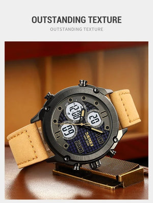 Skmei - 1975(strap)- Luminous 30m Waterproof Mutifunctional - Black/LightBrown-White image 1