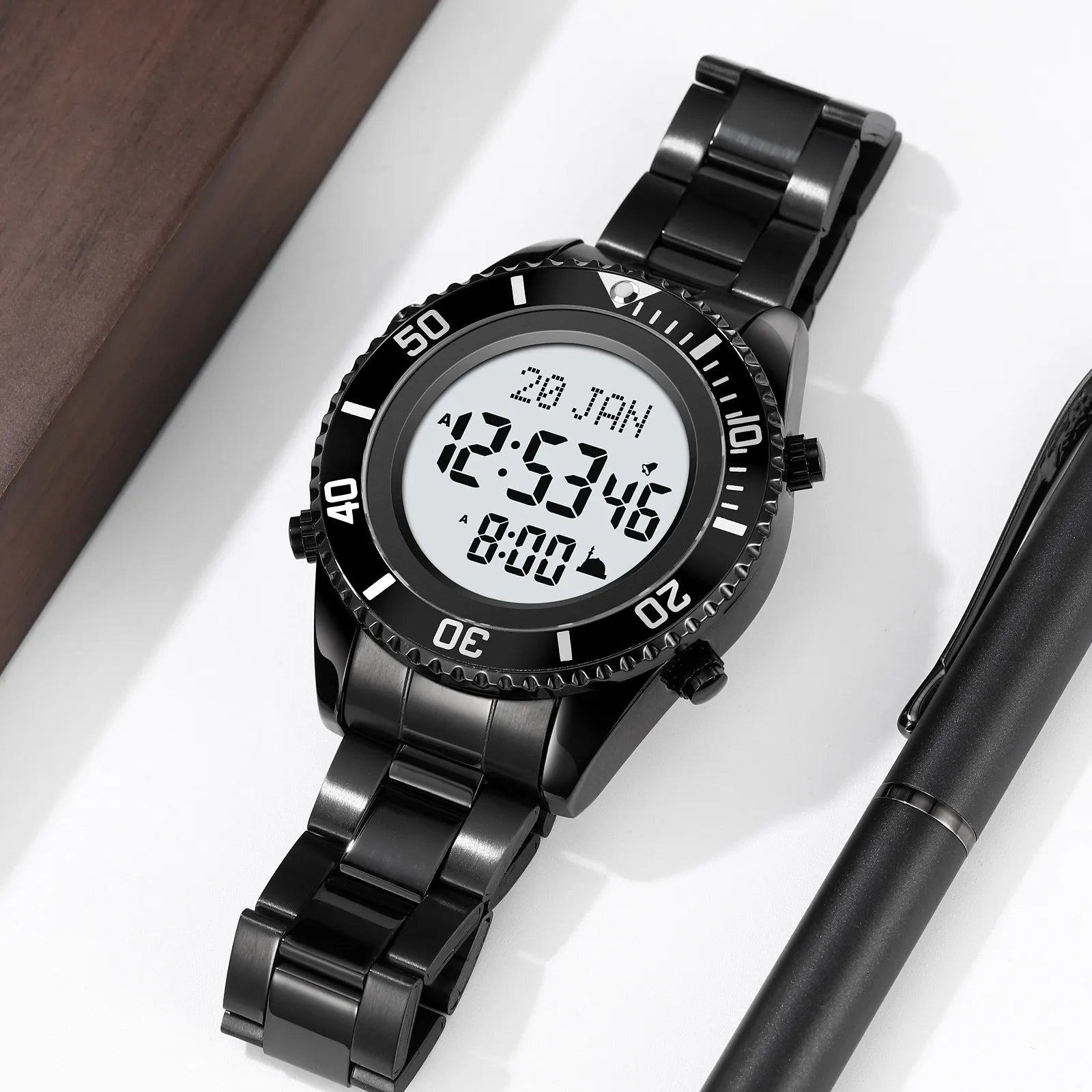 SKMEI - 2141 - Qibla Azan Time Reminder Prayer Watch - black image 1