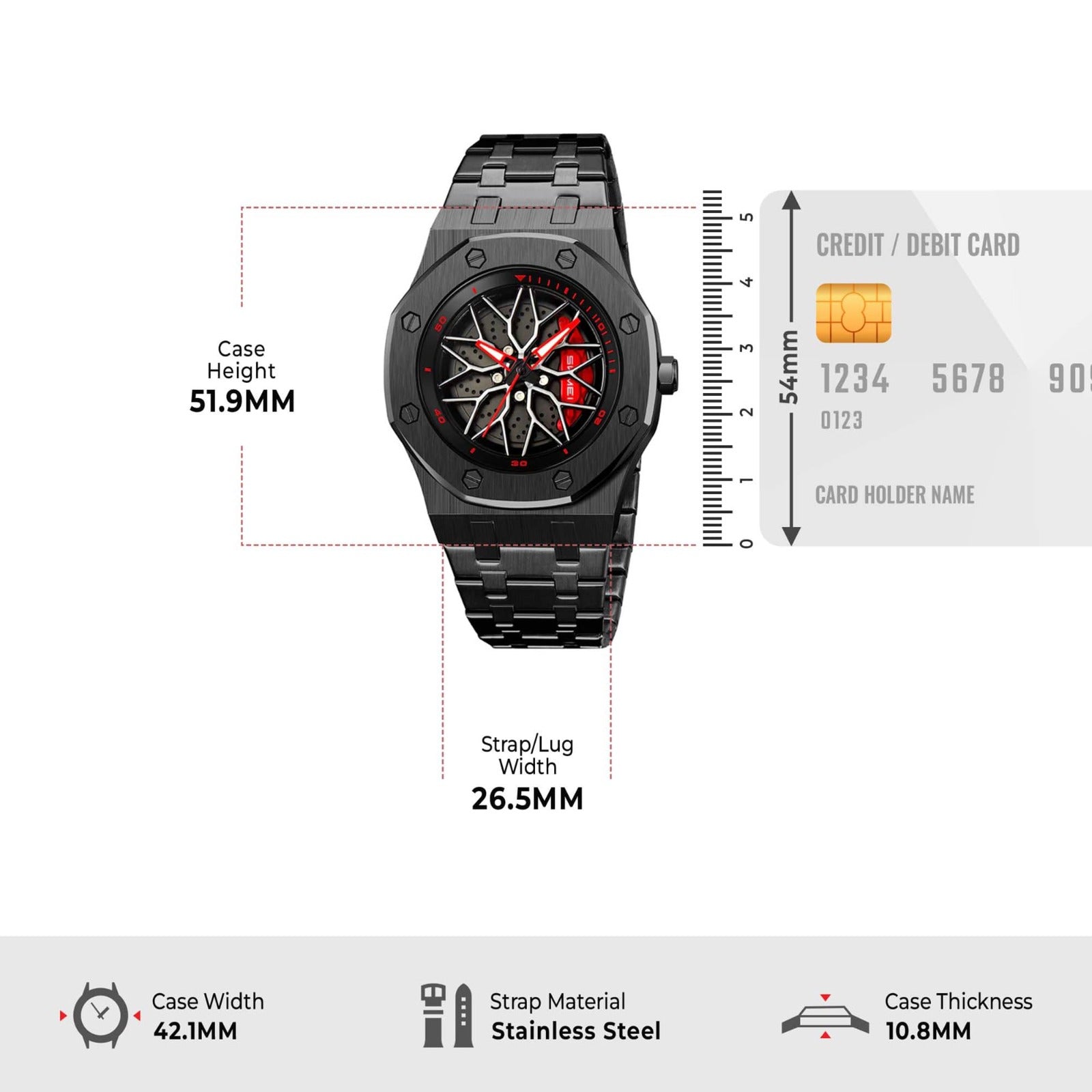 SKMEI - 2359 - Rotating Wheel Sports Edition Watch - black-steel image 3