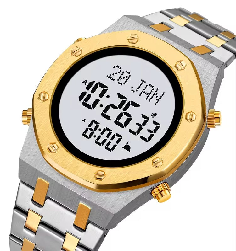 SKMEI - 2043 - Qibla Azan Time Reminder Prayer Watch - silver/gold-white image 0