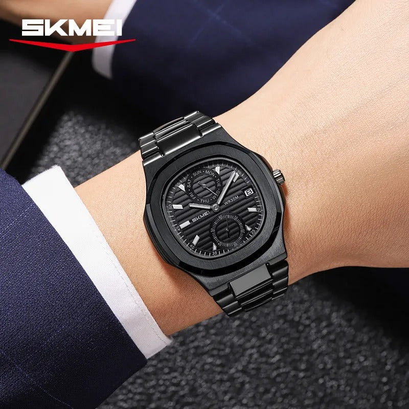 SKMEI - 2423 - Elegant Classic Multifunction Sqaure Dial Watch - black image 1