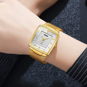 SKMEI - 9311 - Elegant Square Quartz Mesh Edition Watch - gold/silver image 3