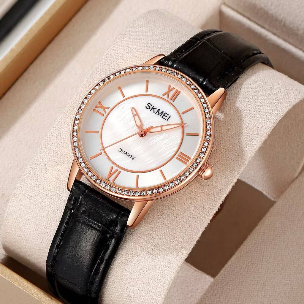 Skmei - 2253 - Diamond Decorated Lady Gold Watch - RoseGold/Black image 1