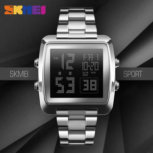Skmei - 1369 - Digital Luxury Gents Stainless Steel Watch - Silver image 3