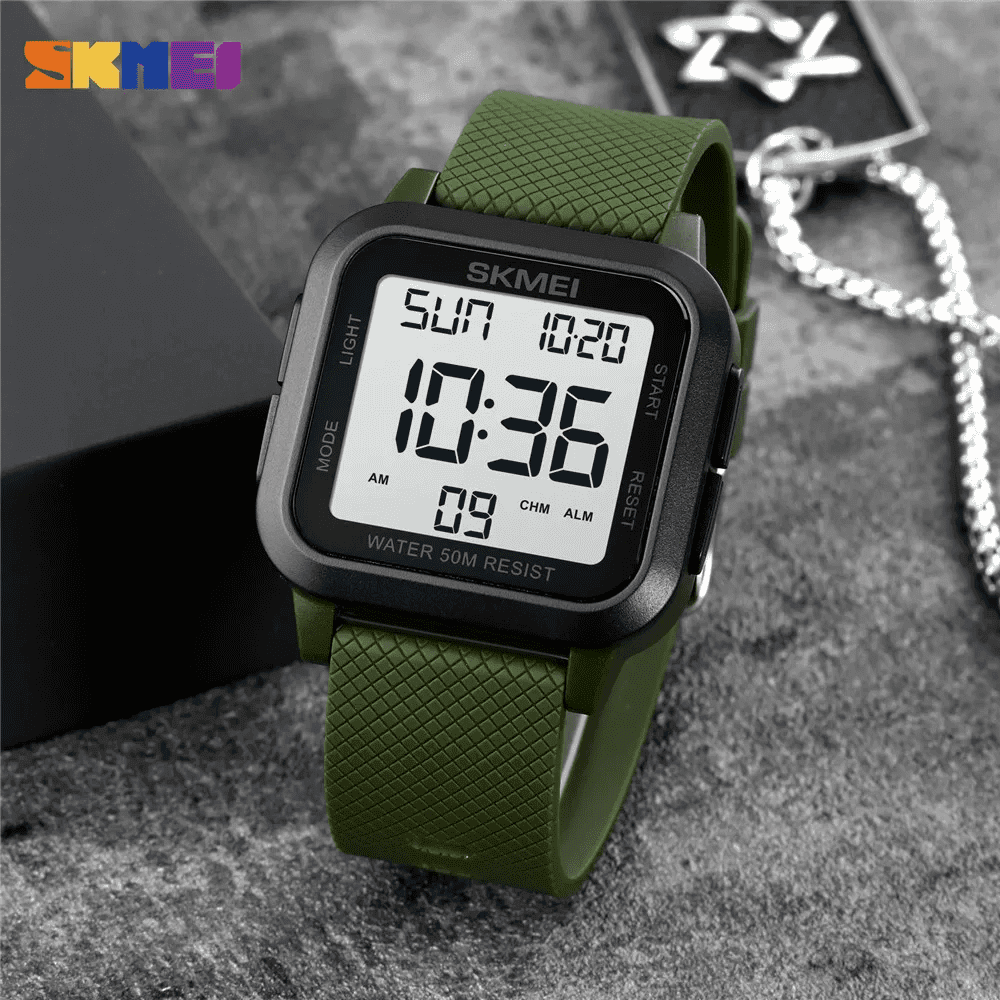 Skmei - 1894 - Digital Watch Waterproof - ArmyGreen/white image 1