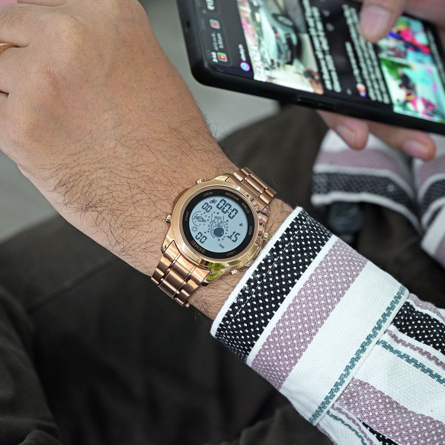 Skmei - 2019 - Advanced Digital Features Dual Time Watch - rose gold-white image 1