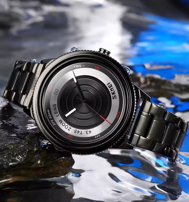 SKMEI - 9267 - Camera Lens Inspired Unique Wristwatch - Black image 0