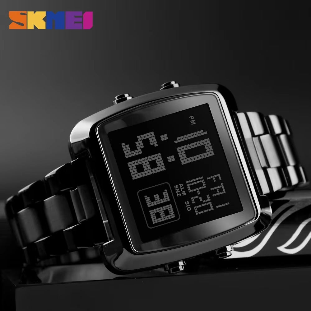 Skmei - 1369 - Digital Luxury Gents Stainless Steel Watch - Black image 0