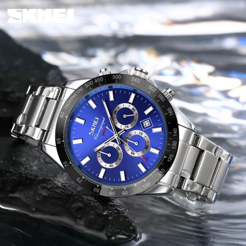 SKMEI - 9259 - High Quality Luxury Watch - Silver/Blue image 1