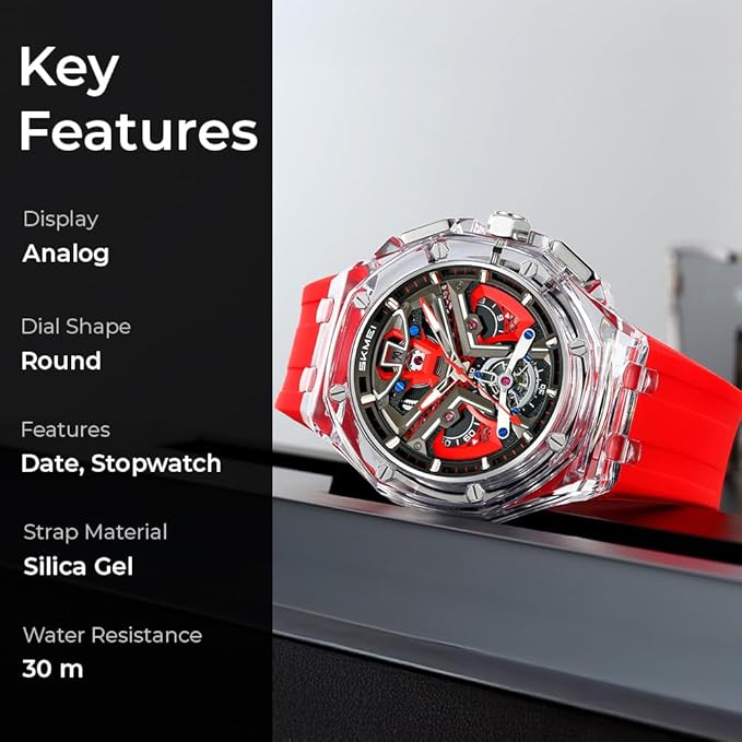 Skmei - 2426 - Aggressive Sporty Chronograph Watch - red image 6