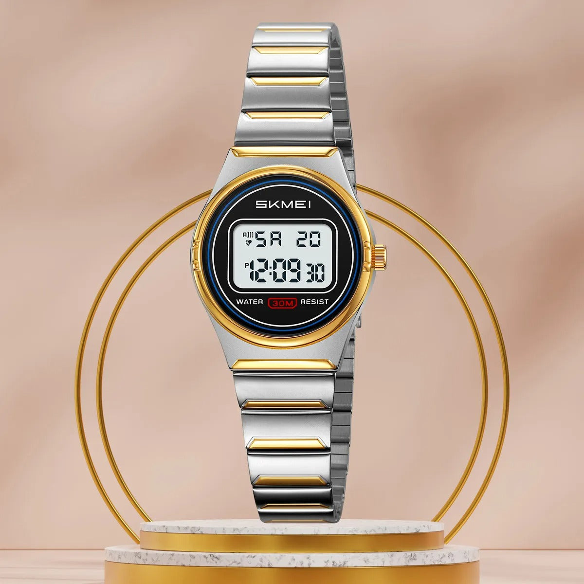 Skmei – 2338 – Women Digital Display Watch – Silver / Gold image 4