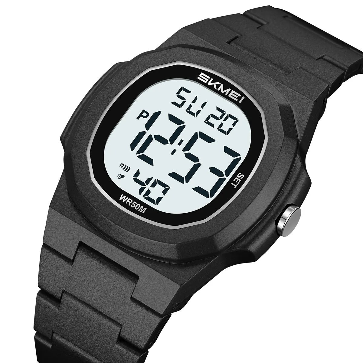 SKMEI 2428 Digital Casual Sports Watch - Black/White image 0