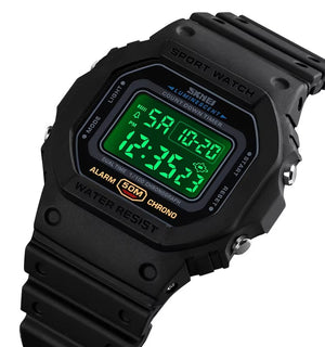 SKMEI - 1628 - Classic Digital Sports Watch - Black/Black image 1