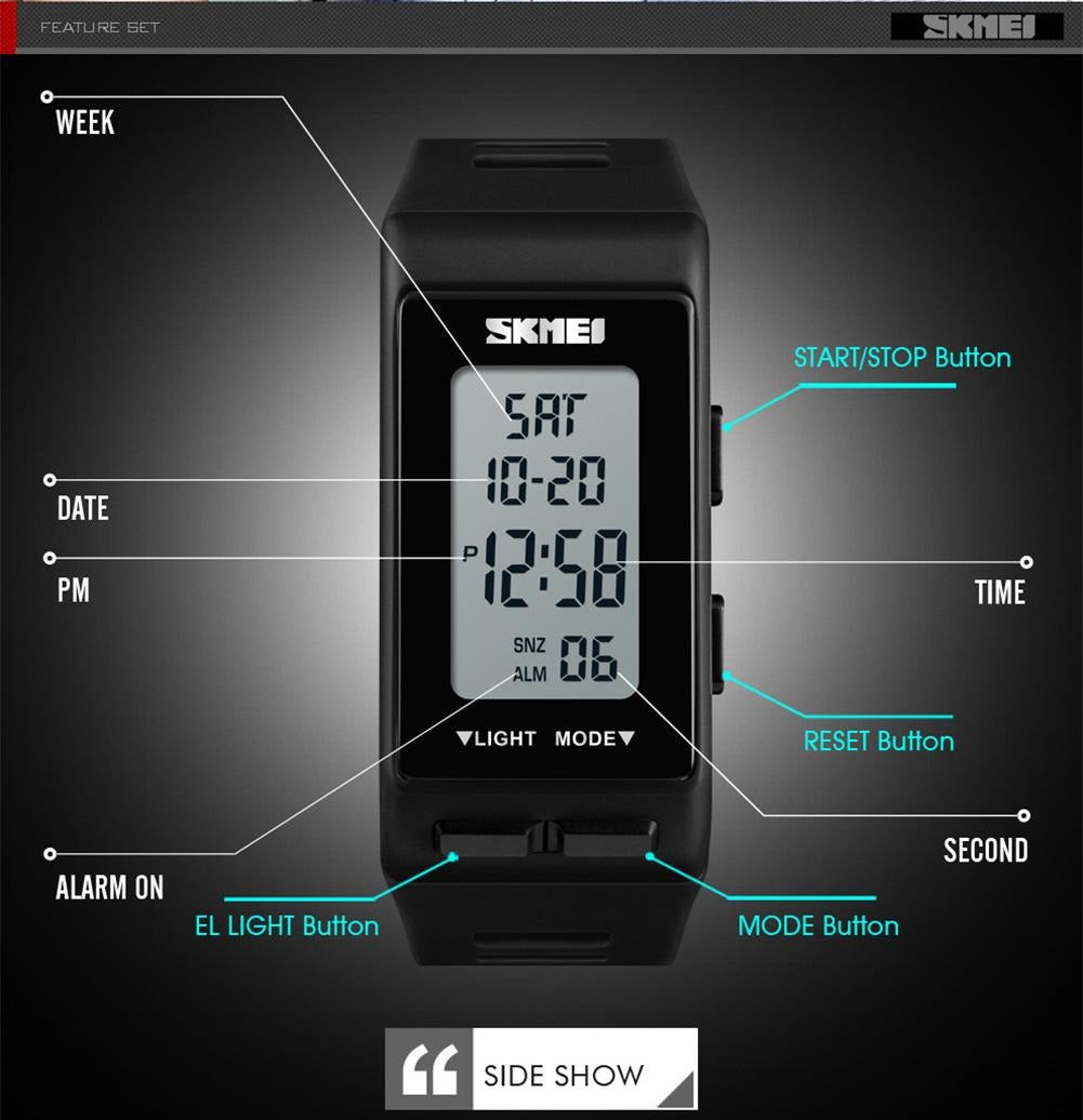Skmei - 1363 - Pedometer Multi-function - Black image 4