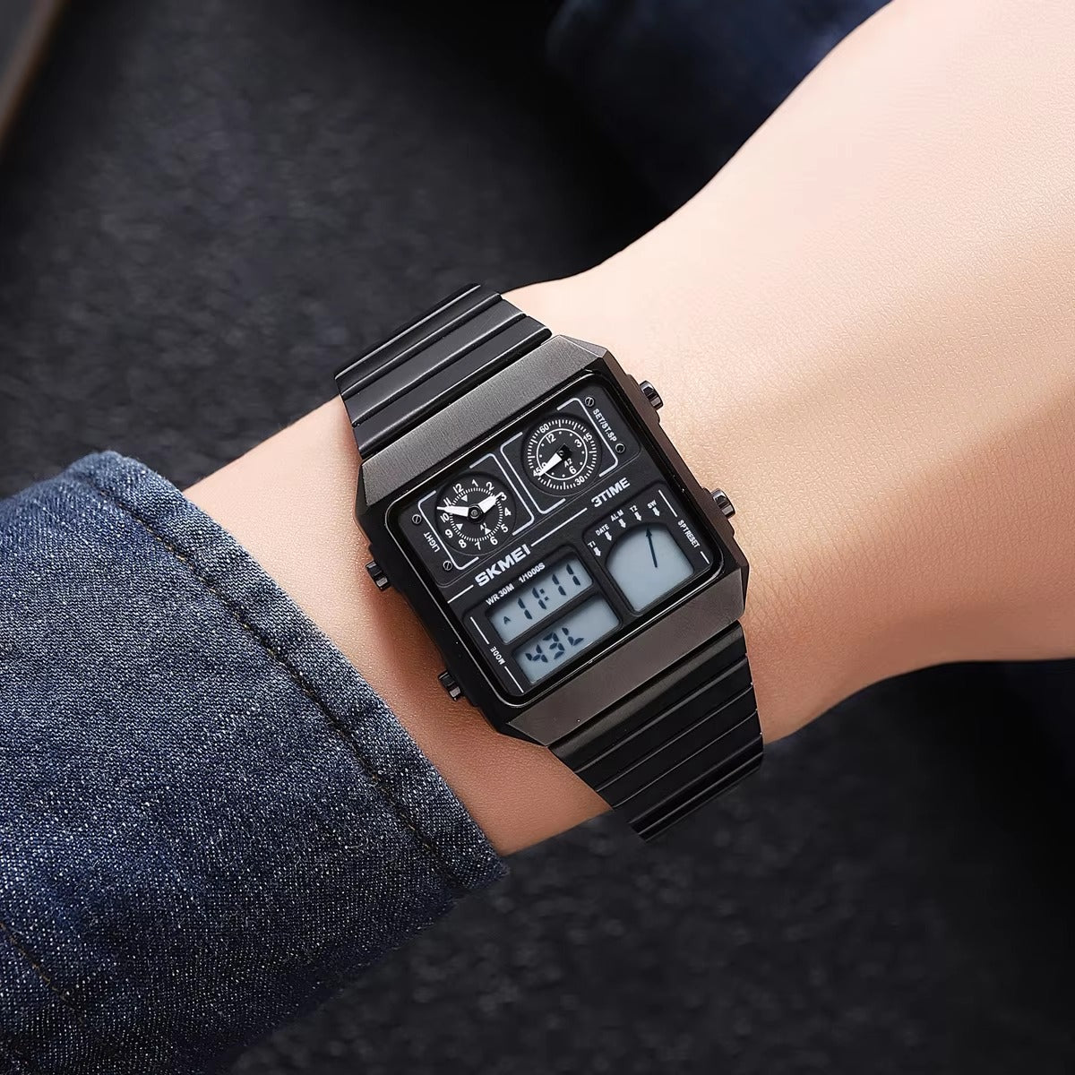 SKMEI 2198 Digital Thermometer Multifunctional Watch - Black image 2