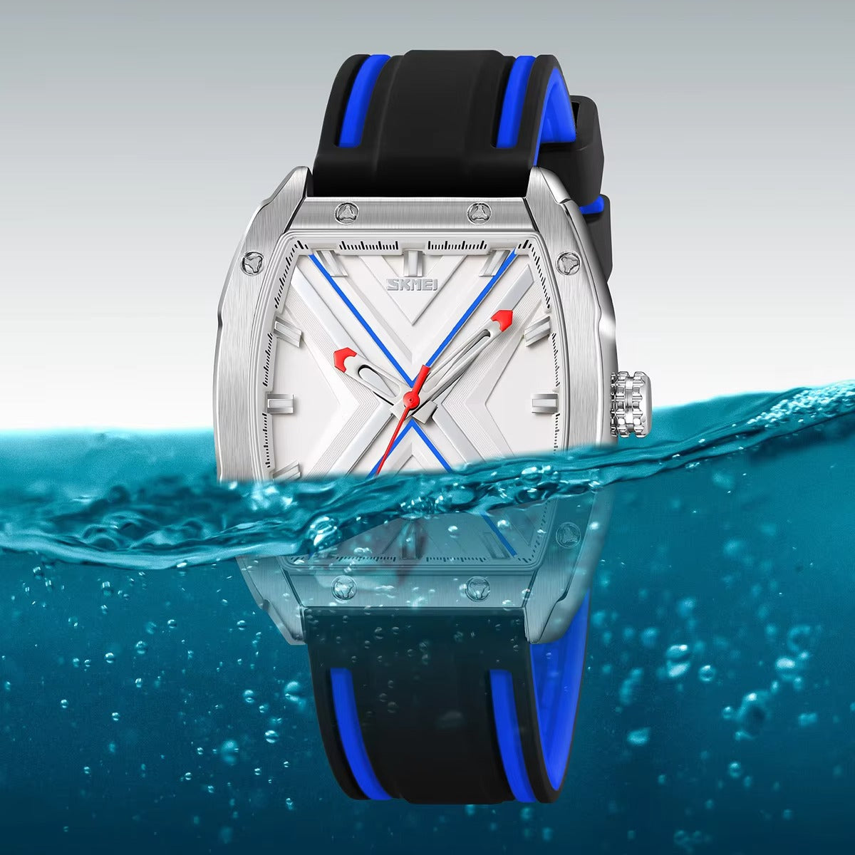 SKMEI - 9364 - Sporty Barrel Shape Quartz Watch - blue image 1