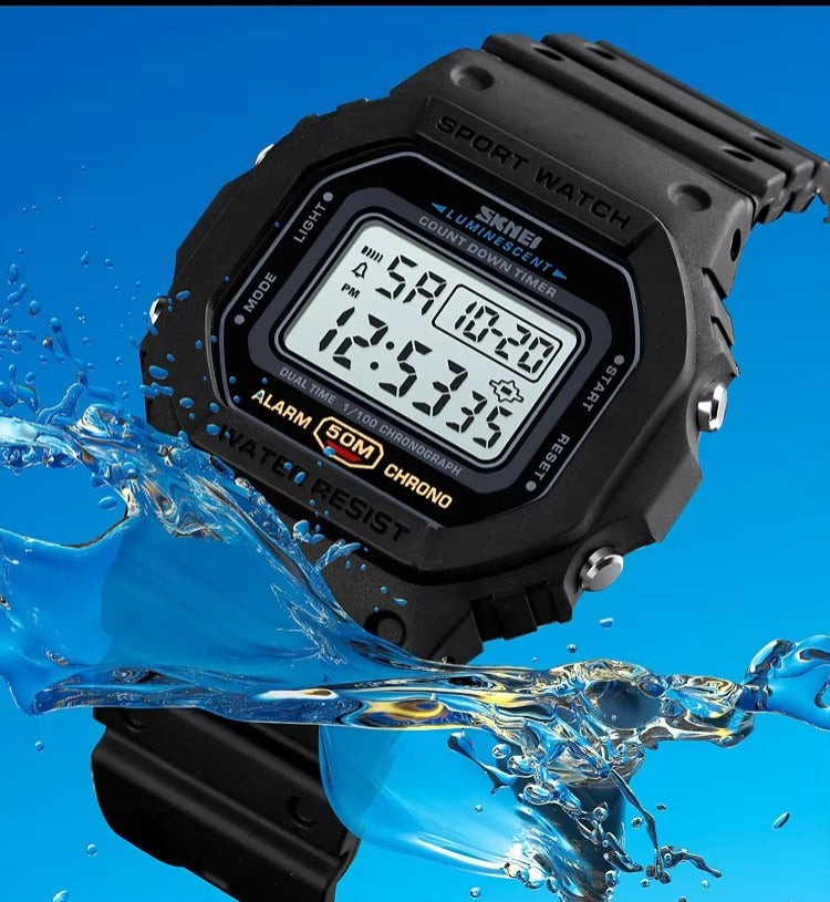 SKMEI - 1628 - Classic Digital Sports Watch - Black/White image 3