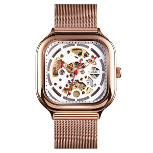SKMEI 9184 Premium Automatic Skeleton Watch - rose gold