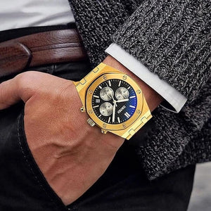 SKMEI - 9296 - Analog Stainless Steel Chronograph Quartz Watch - gold black image 4