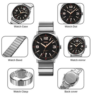SKMEI - 9280 - Slim Steel Analog Quartz Watch - Silver/Black image 1