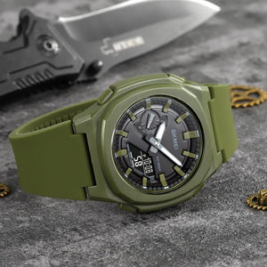 Skmei - 2091 - Digital Analog World Time Watch - ArmyGreen/Black image 1