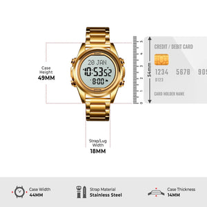 Skmei - 1667 - Qibla Azan Time Reminder Prayer Watch - Gold/White image 4