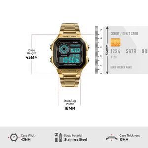 Skmei - 1335 - Digital Sports Countdown Waterproof Watch - Gold image 3