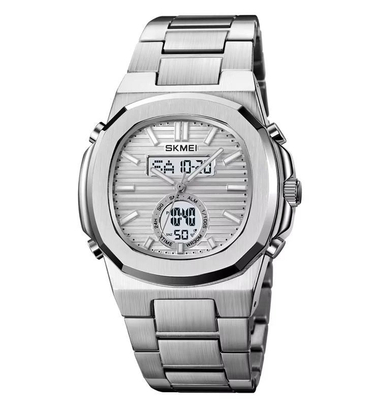 Skmei - 2279 - Dual Time Stainless Steel Watch - Silver/Silver image 0