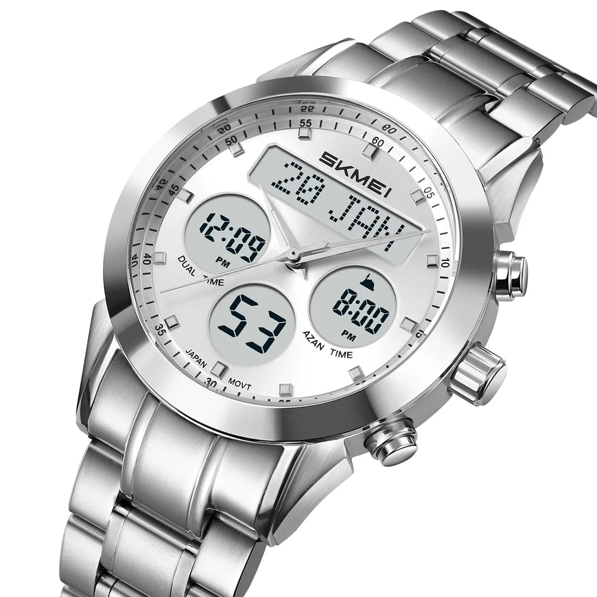 SKMEI - 2381 - Qibla Azan Time Reminder Prayer Watch - silver image 0
