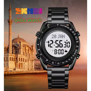 SKMEI - 2143 - Qibla Azan Time Reminder Prayer Watch - black/white image 2
