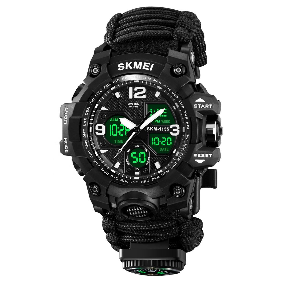 SKMEI - 1155B - Digital Sports Dual Time Watch - black-umbrella rope strap image 0