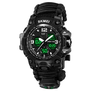 SKMEI 1155B Dual Time Digital Analog Sports Watch - black-umbrella rope strap