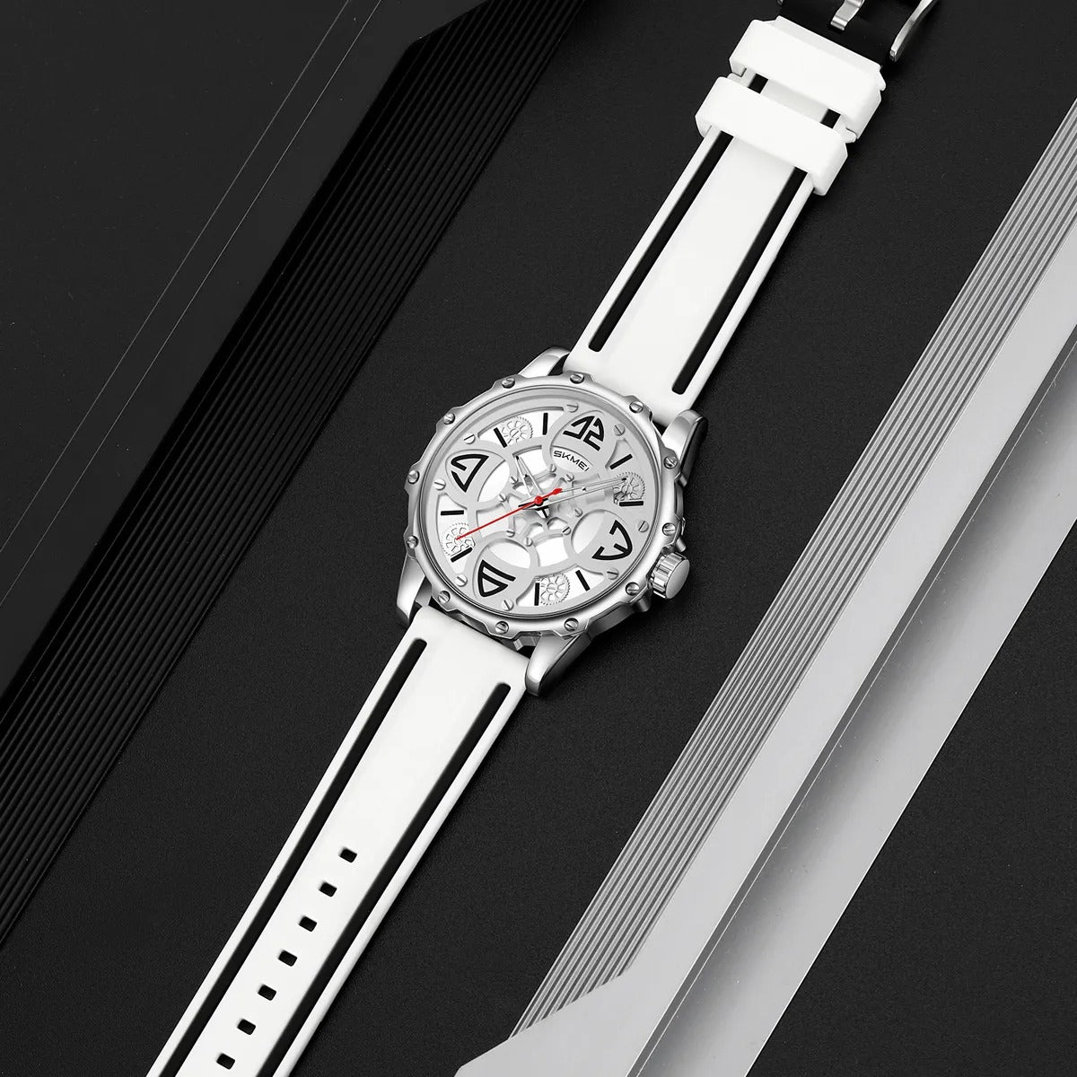 SKMEI 9342 Racing Analog Quartz Sports Watch - white image 2